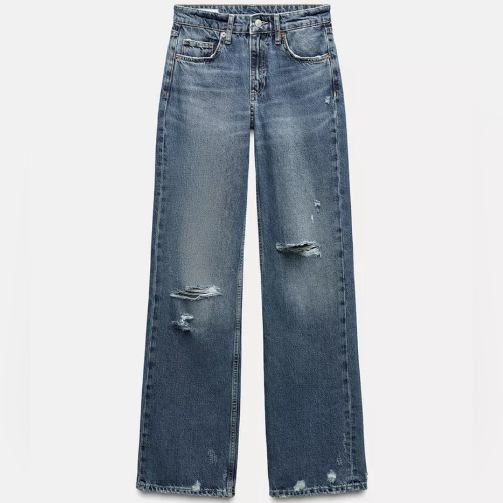 Zara Wide Leg Jeans, Distressed